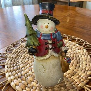 Snowman Whimsical Resin Standing Figurine Christmas Decor - Vintage